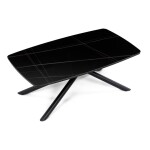 Stůl konferenční, deska slinutá keramika 120x70cm, černý mramor, nohy černý kov