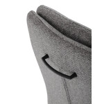 Židle jídelní, taštičkové pružiny v sedáku, madlo na opěráku, světle šedá látka, černý kov