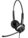 GEQUDIO Headset 2-Ohr černá / Headset / Mikrofon / Potlačení hluku / RJ kabel / Mitel/Aastra/Poly/Gigaset (WA9023)