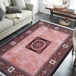 DumDekorace Vintage vínový koberec s jemným vzorem Šířka: 120 cm | Délka: 180 cm