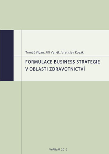Formulace business strategie v oblasti zdravotnictví - Jiří Vaněk, Vratislav Kozák, Tomáš Vican - e-kniha