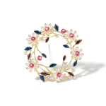 Exkluzivní brož Swarovski Elements Olivia - věnec kvítí, Barevná/více barev