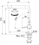 FRANKE - Active Dřezová baterie FN 5350.901, s ovládáním výpusti Twist, matná černá 115.0669.768