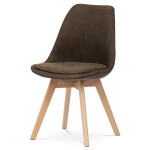 Židle jídelní, hnědá látka, nohy bukové dřevo