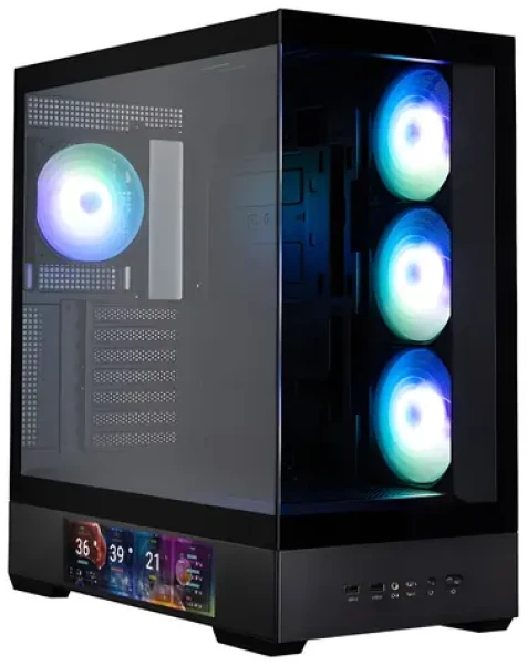 ZALMAN P40 DS černá / ATX / 4x 120mm ARGB / 2x USB 3.0 + 1x USB-C / 9.1" LCD displej / bez zdroje / panoramatická (P40 DS Black)