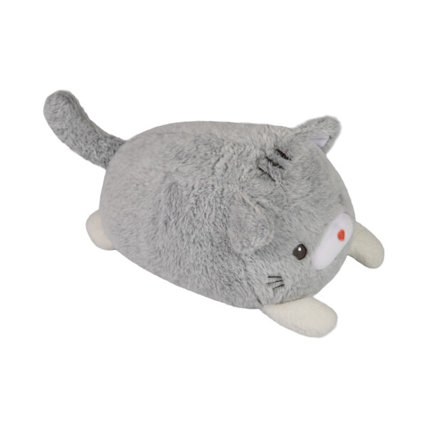 Plyšový polštář - Světle šedá kočka - Albi