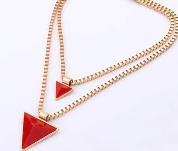 Náhrdelník Dvojitý trojúhelník - 2 barvy Barva: Červený