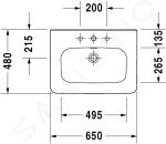 DURAVIT - DuraStyle Umyvadlo 650x480 mm, s přepadem, s otvorem pro baterii, WonderGliss, bílá 23206500001