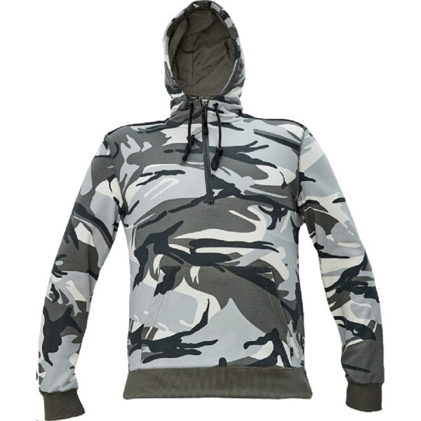 Mikina CRAMBE HOODIE pánská krátký zip ŠEDÁ camouflage s kapucí a klokankou 2XL šedá camouflage