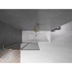 MEXEN/S - Velar L dvoukřídlá posuvná vanová zástěna 100 x 150, grafit, zlatá 896-100-003-41-50