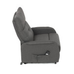 Křeslo polohovací, eletrické, šedá látka.