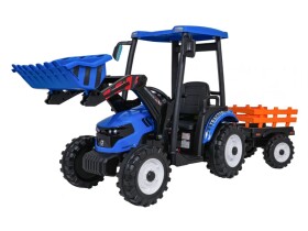 Mamido Dětský elektrický traktor MEGA D68 24V s přívěsem modrý
