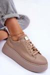 Kůže Sportovní Boty Na Platformě Maciejka 06191-04 Bežová 40