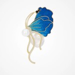 Luxusní brož s modrým sametem Francine - motýl, Modrá