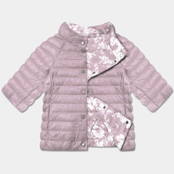 Špinavě růžová/květovaná oboustranná dámská plus size bunda se 3/4 rukávy Minority (M23-7010-57) odstíny růžové 46