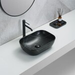 Umyvadlo na desku SAT Infinitio 45,5x32,5 cm mramor černá mat bez přepadu SATINF4532MRBKM SATINF4532MRBKM