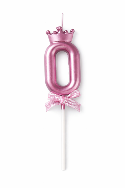 Dortová svíčka s "korunkou" ružovo-zlatá č.0