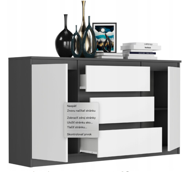 DumDekorace Prostorná komoda R-140-S3 - různé barevné varianty antracit mix bílá