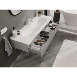 MEXEN/S - Rivel koupelnová skříňka 140 cm s umyvadlem Vela, 1 šuplík, reliéf , šedá mat/bílá mat 91A20-14023-1-BF62-W23M01