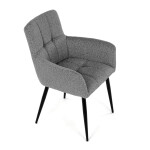 Židle jídelní, světle šedá látka, černý kov