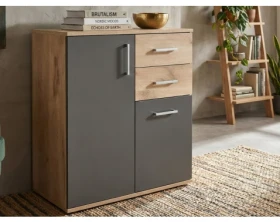 Skříňka se 2 zásuvkami Bacalar, dub viking/šedá