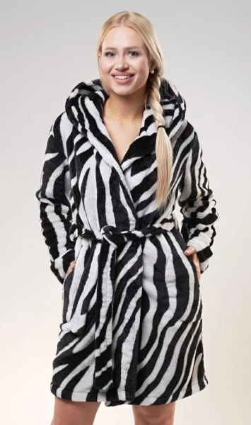 Dámský župan krátký s kapucí Vienetta Secret Zebra