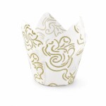 Dortisimo Košíčky na muffiny Tulip bílé se zlatým vzorem 5 x 8 cm (50 ks)