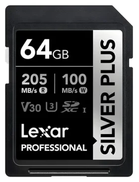 Lexar Professional SILVER PLUS SDXC 64GB / čtení: 205MBps / zápis: 100MBps / UHS-I / V30 (LSDSIPL064G-BNNNG)