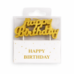 Dortové svíčky Happy Birthday zlaté