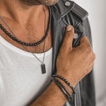 Pánský korálkový náhrdelník Fernando - 6 mm onyx, chirurgická ocel, Černá 65 cm