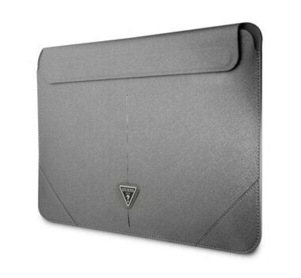 GUESS Saffiano Triangle Metal Logo Computer Sleeve 13 14 stříbrná (3666339039882)