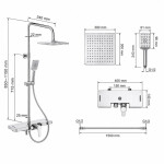 Erga Oslo, sprchový set s batériou, poličkou, výtokom a hlavovou sprchou 30 × 30 cm, chrómová, ERG-YKA-BP.OSLO-30-CHR