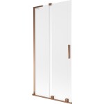 MEXEN/S - Velar L dvoukřídlá posuvná vanová zástěna 95 x 150, dekor, růžové zlato 896-095-003-31-60