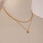 Dvojitý náhrdelník z chirurgické oceli Liu Gold, Zlatá 40 cm + 6 cm (prodloužení)