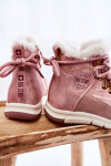 Dětské zateplené kozačky na zip Big Star KK374177 Růžove 34