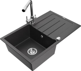 MEXEN - Bruno granitový dřez s odkapávačem včetně baterie Duero, černá kropenatá - 6513-75-671600-70 6513-76-671600-00