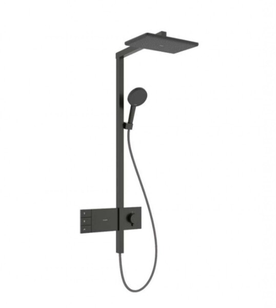 HANSGROHE - Raindance Alive Q Sprchový set s termostatem, 21x34 cm, 3 proudy, kartáčovaný černý chrom 24590340