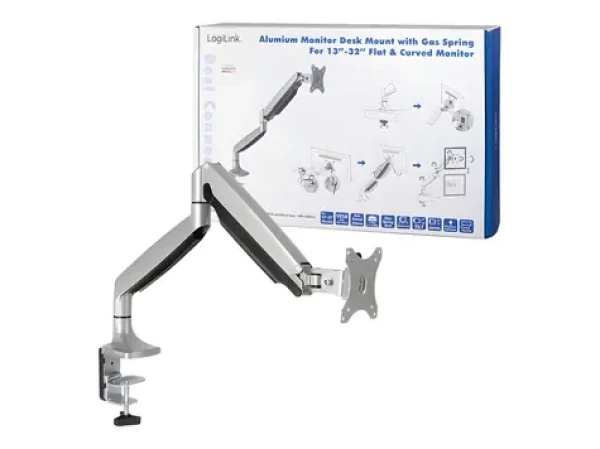 LogiLink BP0042 stříbrná / Rameno pro monitor / 13" až 32" / do 9 kg / VESA 75x75, 100x100 mm (BP0042)