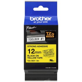 Obchod Šetřílek Brother TZE-S631, 12mm, černý tisk/žlutý podklad - originální páska laminovaná, extrémně adhezivní