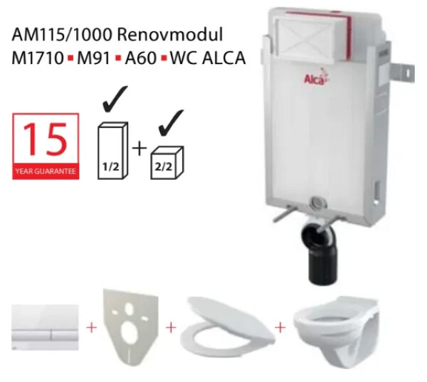 Alcadrain 1 - Set modul 5v1 Alcadrain AM115/1000,M370,M91/sedátko/mísa Alcadrainmodul AM115-5:1_JIKA