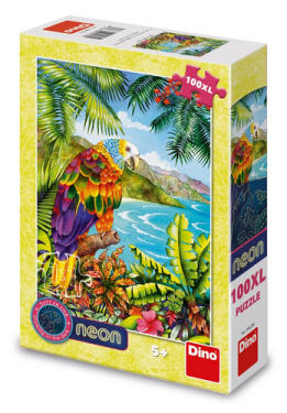 Puzzle neon Papoušek v džungli 100 XL dílků