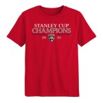 Fanatics Dětské tričko Florida Panthers NHL 2025 Stanley Cup Champions Signature Roster T-Shirt - Red Velikost: Dětské XL (13 - 15 let)