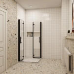 H K - Sprchový kout MELODY BLACK LINE R876, 80x76 se zalamovacími dveřmi včetně sprchové vaničky z litého mramoru MBLINER876/THOR-8076