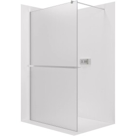 CERANO Sprchová zástěna Walk-in Onyx Round L/P - 8 mm + polička/držák na ručníky - kulatá vzpěra - chrom, mléčné sklo - 70x200 cm