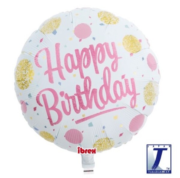 Balónek Happy Birthday růžovo-zlatý 35 cm Balónek Happy Birthday růžovo-zlatý 35 cm