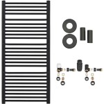 CERANO Koupelnový radiátorový set Antonio - ústřední vytápění - boční připojení - 655W - černá matná - 1180x550 mm mm