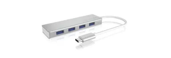 IcyBox IB-HUB1425-C3 USB Hub stříbrná / 4x USB 3.0 / s připojením USB-C (IB-HUB1425-C3)