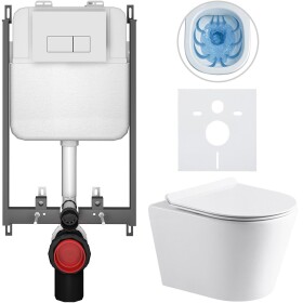 CERANO Kompletní WC set Basic/Carlito - bílá lesklá - WC tlačítko Modulo/Bílá - pro zazdění - 48,5x36,5 cm
