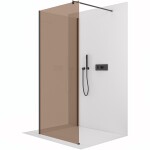 CERANO Sprchová zástěna Walk-in Onyx Corner Round L/P - 8 mm - kulatá vzpěra - černá matná, bronzové sklo - 90x90x200 cm