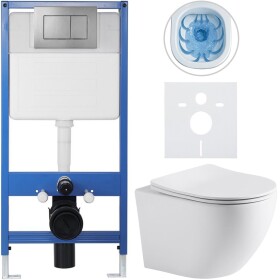CERANO - Kompletní WC set Profi/Cesso - bílá matná - WC tlačítko Classic/Tmavě šedá - předstěnová instalace - 49x36 CER-216914